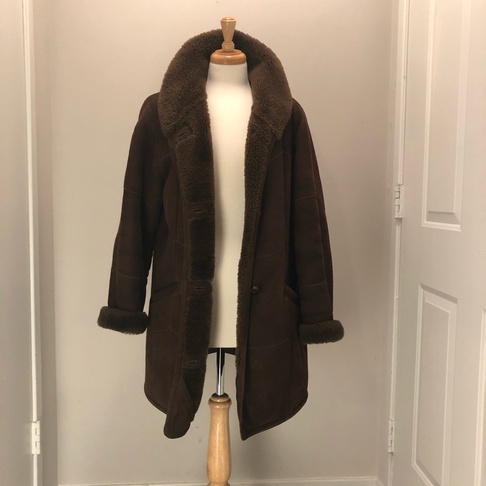 Hide Society Plush Shearling Coat Chocolate Brown